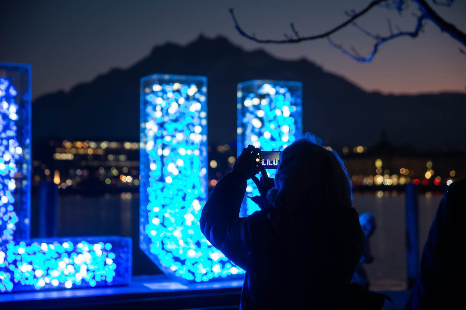 Lichtinstallation am Lilu Lichtfestival Luzern